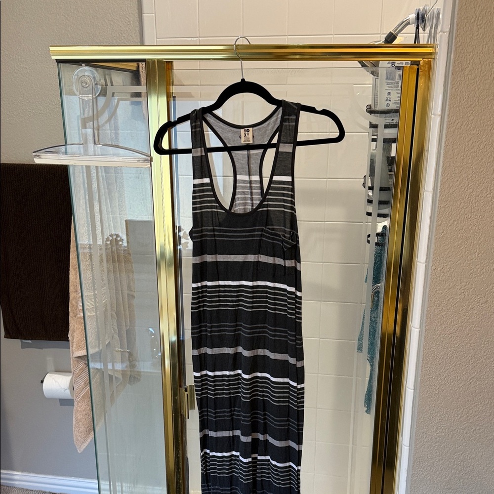 Roxy Black and White Striped Maxi Dress